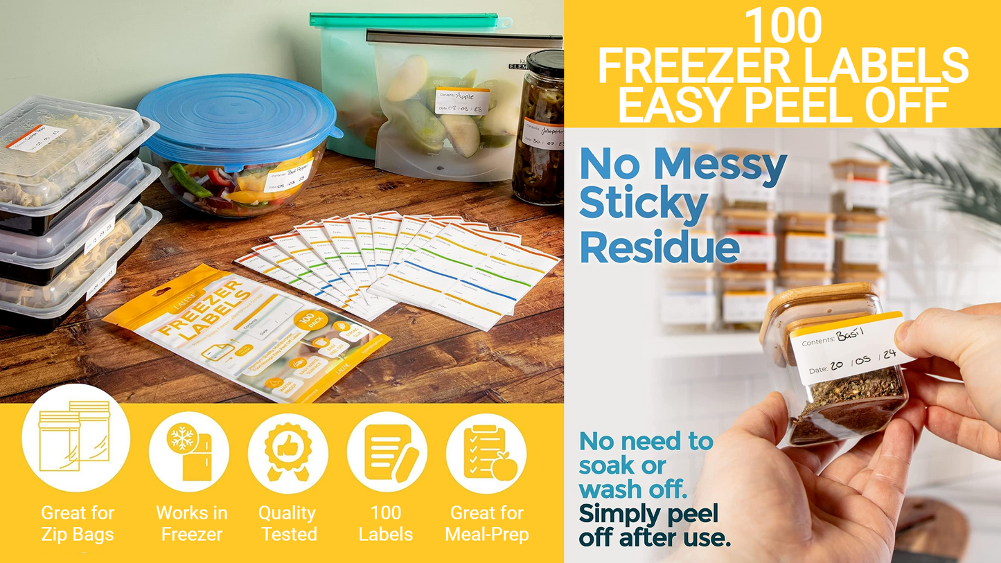 100 Easy Peel Off Freezer Labels