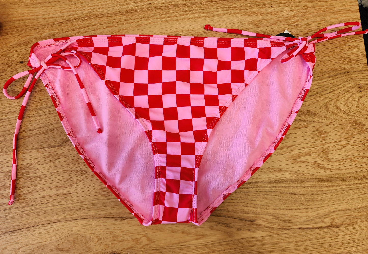 Pink/Red Checkered Bikini Bottoms