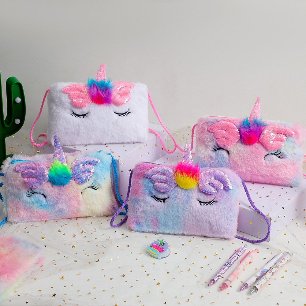 Sequin Plush Unicorn Tie Dye Bag