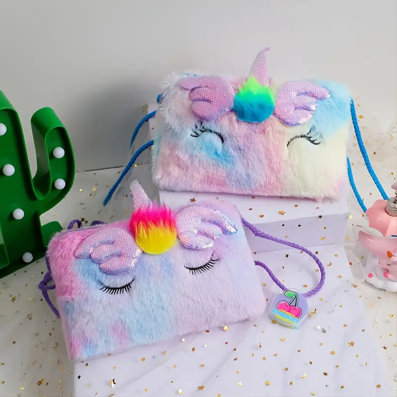 Sequin Plush Unicorn Tie Dye Bag