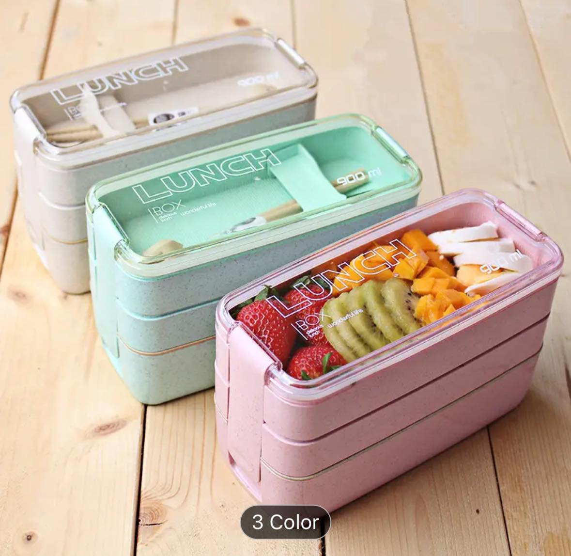 900ml Triple Stacked Bento Boxes