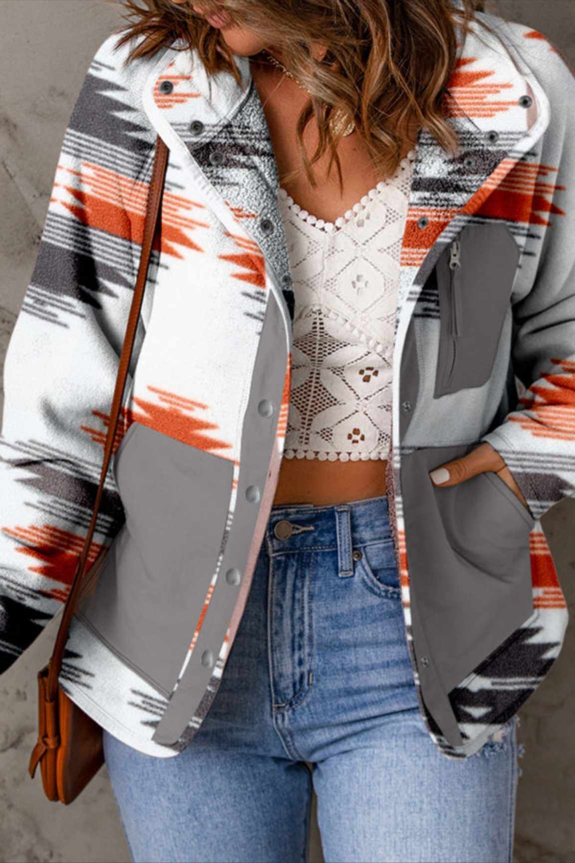 Grey Pocket Aztec Jacket