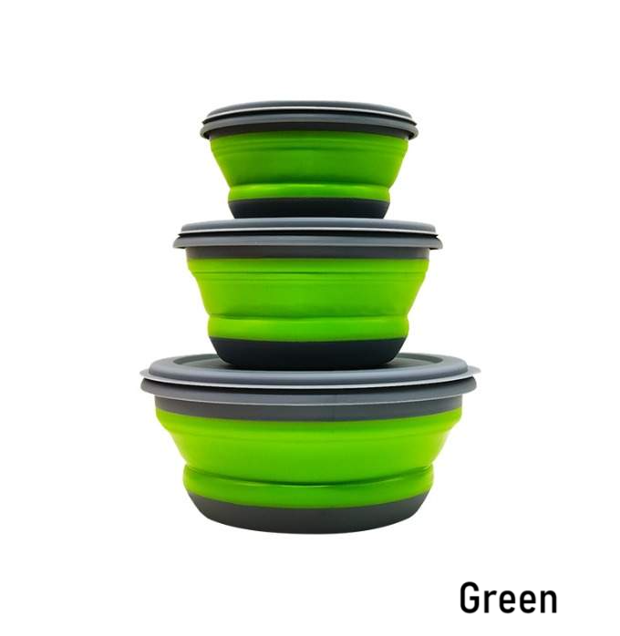 3pc Food Grade Silicone Collapsible Bowls