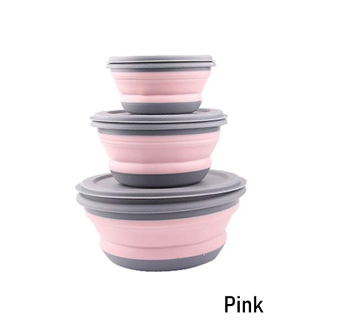 3pc Food Grade Silicone Collapsible Bowls