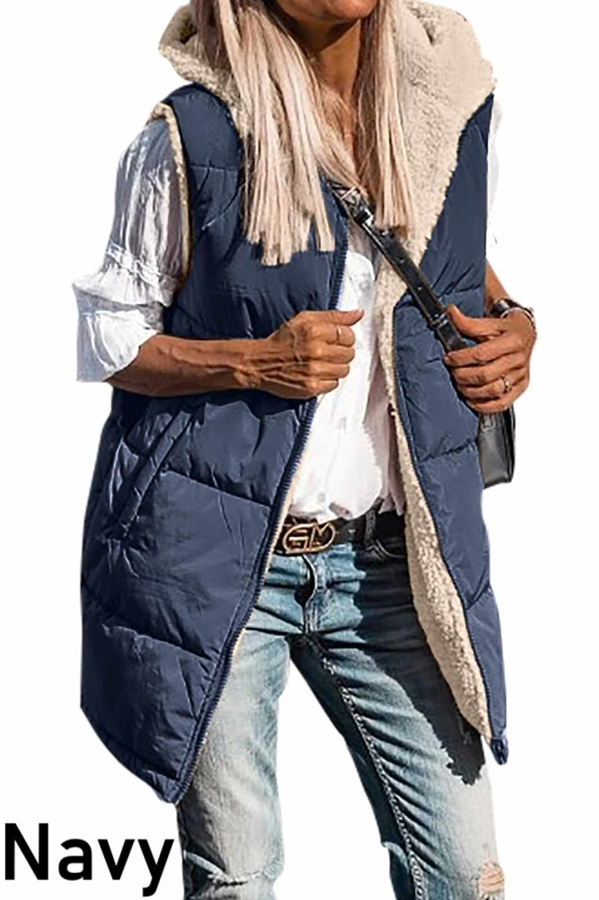 Reversible Sherpa Lined Hooded Vest