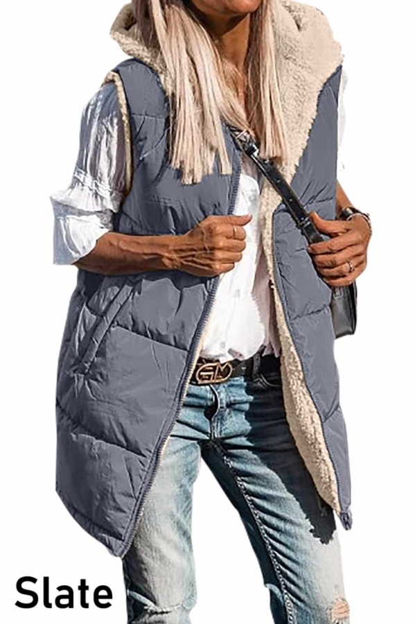 Reversible Sherpa Lined Hooded Vest