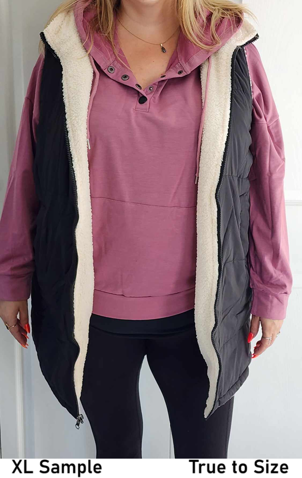 Reversible Sherpa Lined Hooded Vest