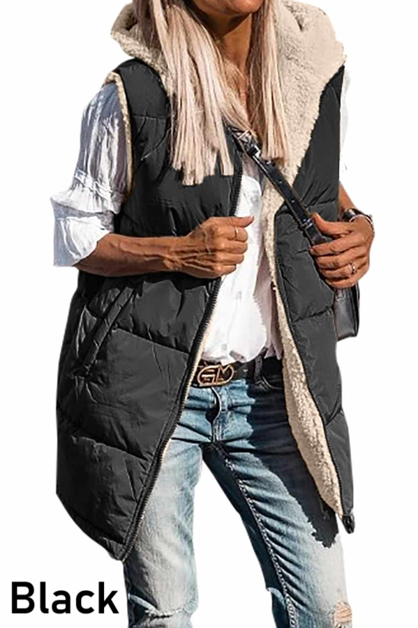 Reversible Sherpa Lined Hooded Vest