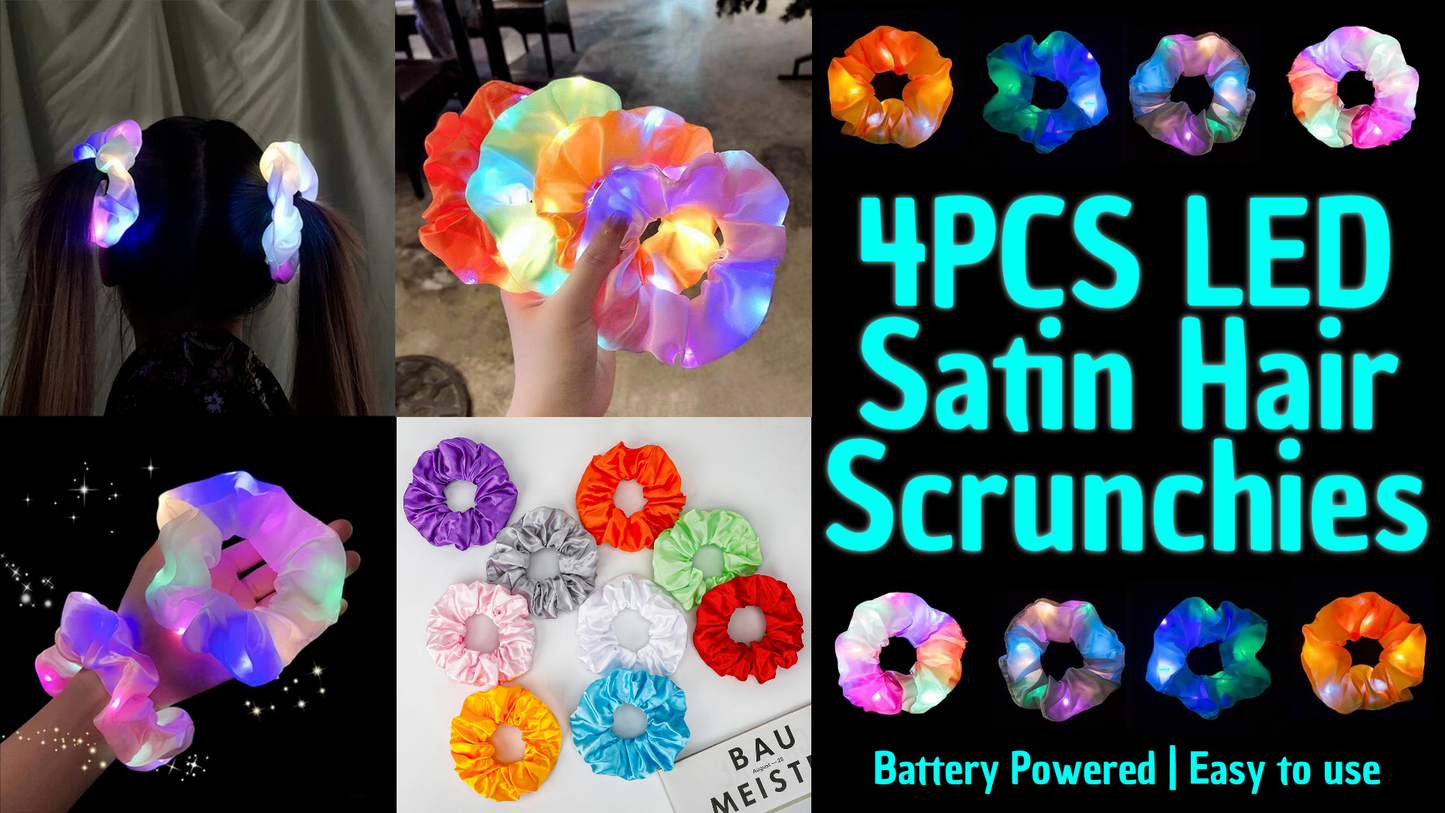 4pc Satin LED Scrunchies