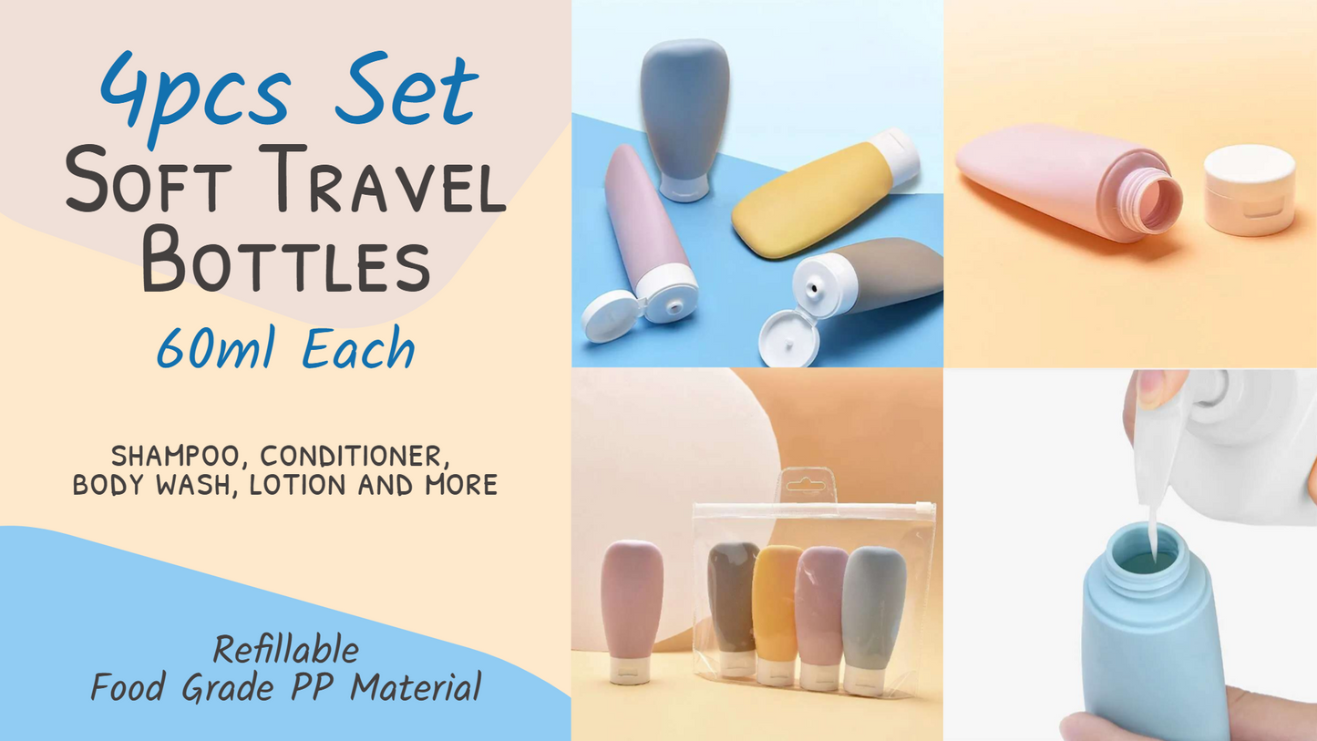 4pc Set Soft Travel Bottles