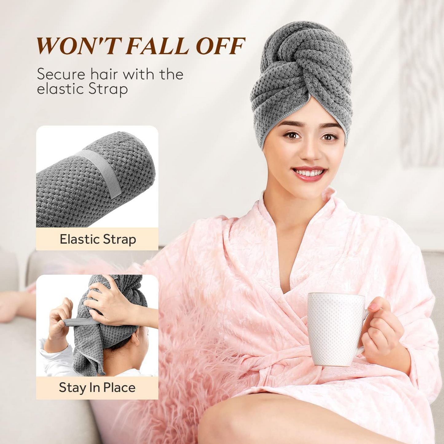 Large Microfiber Hair Towel Wrap