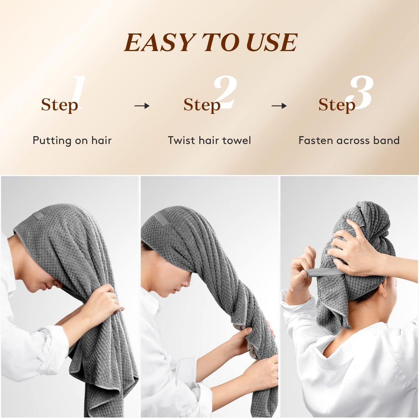 Large Microfiber Hair Towel Wrap