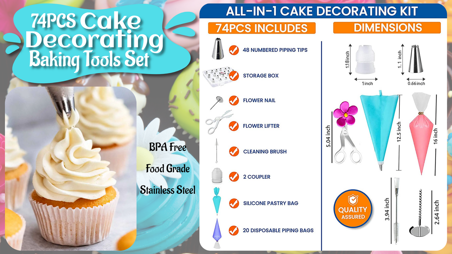 74pc Cake Decorating Tool Set