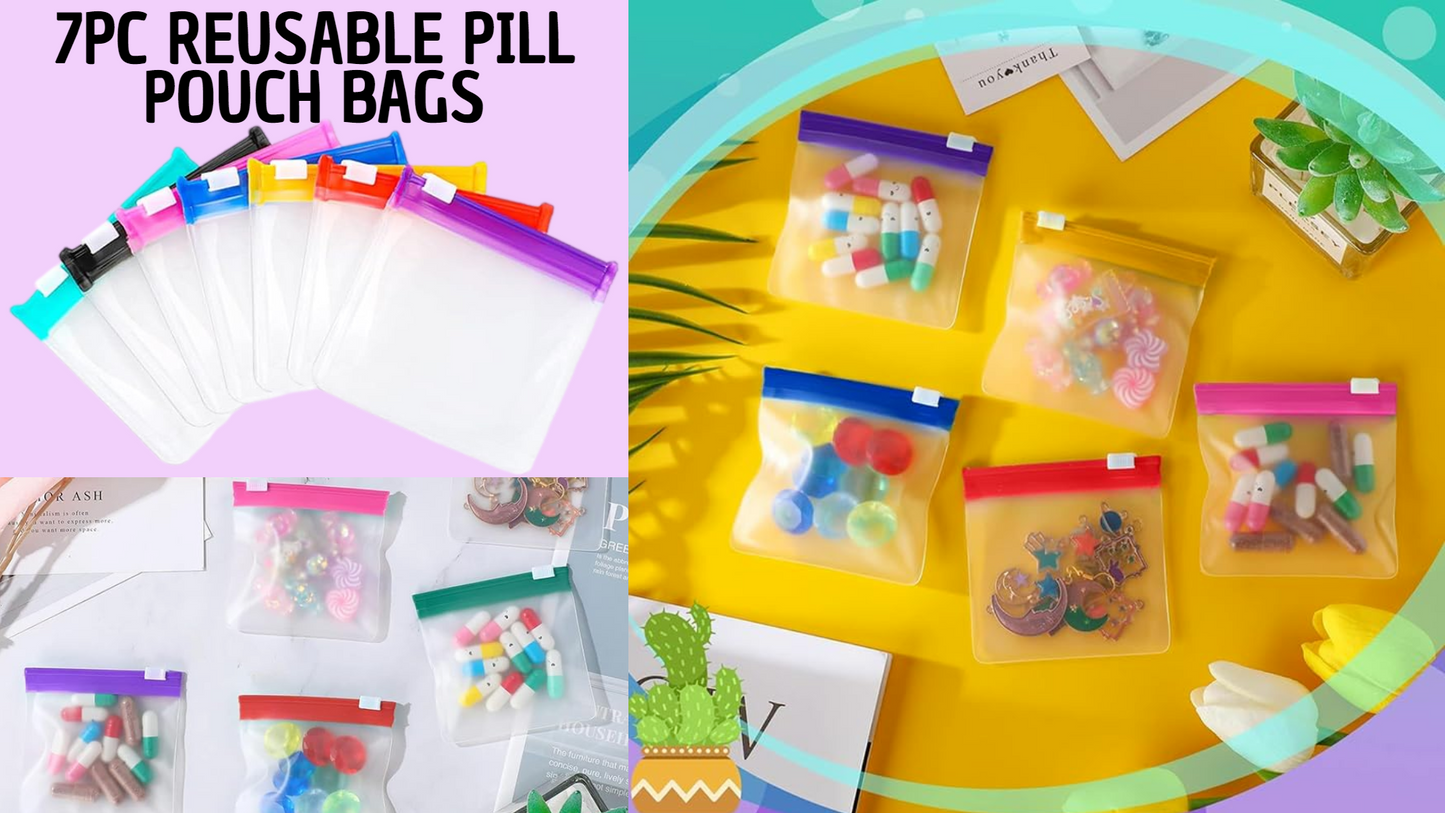 7pc Reusable Pill Pouch Bags