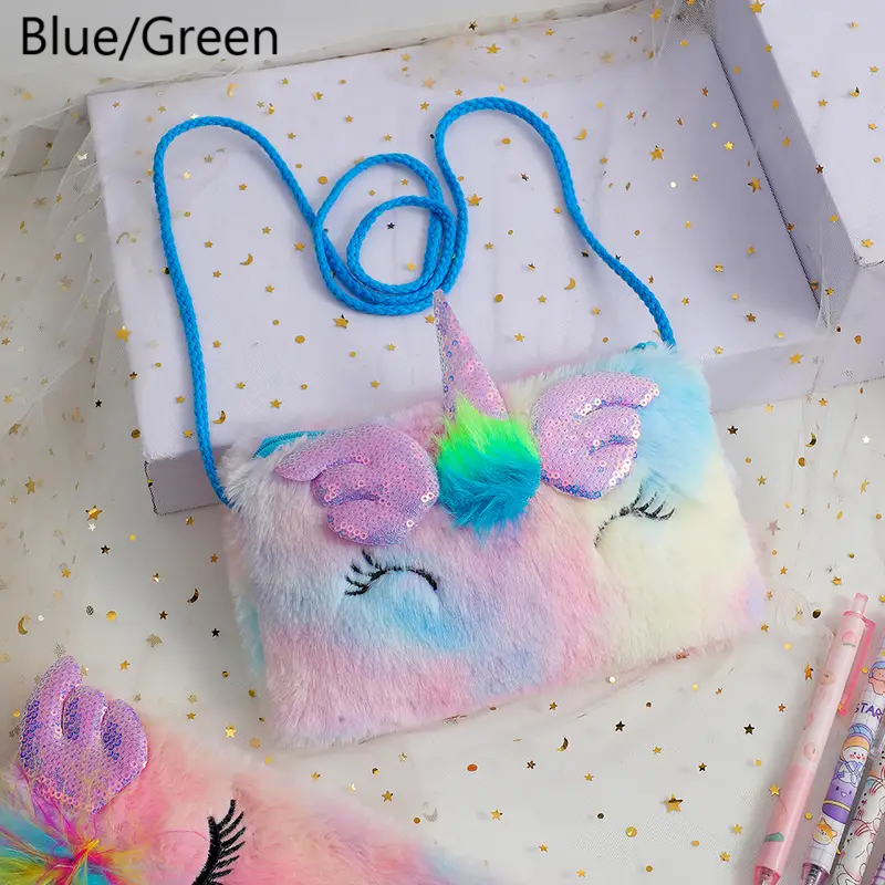 Sequin Plush Unicorn Tie Dye Bag