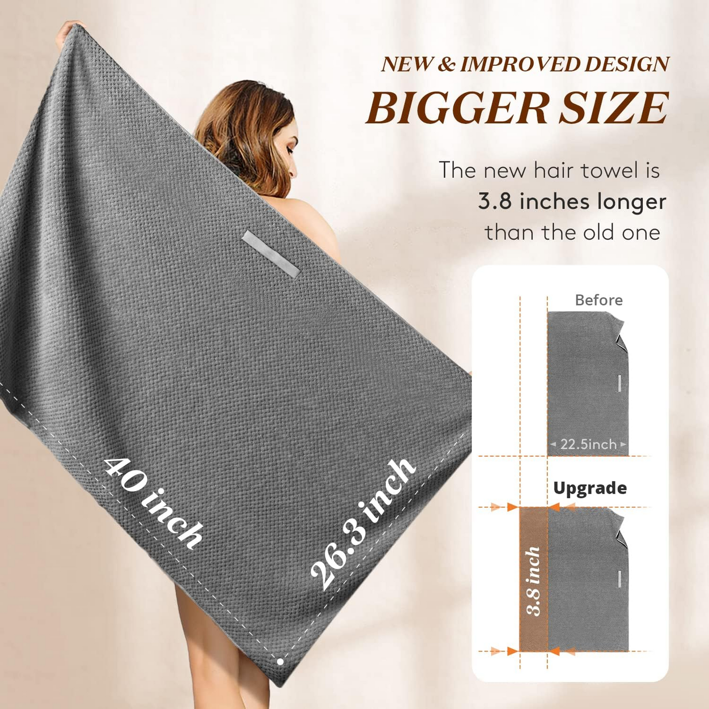 Large Microfiber Hair Towel Wrap