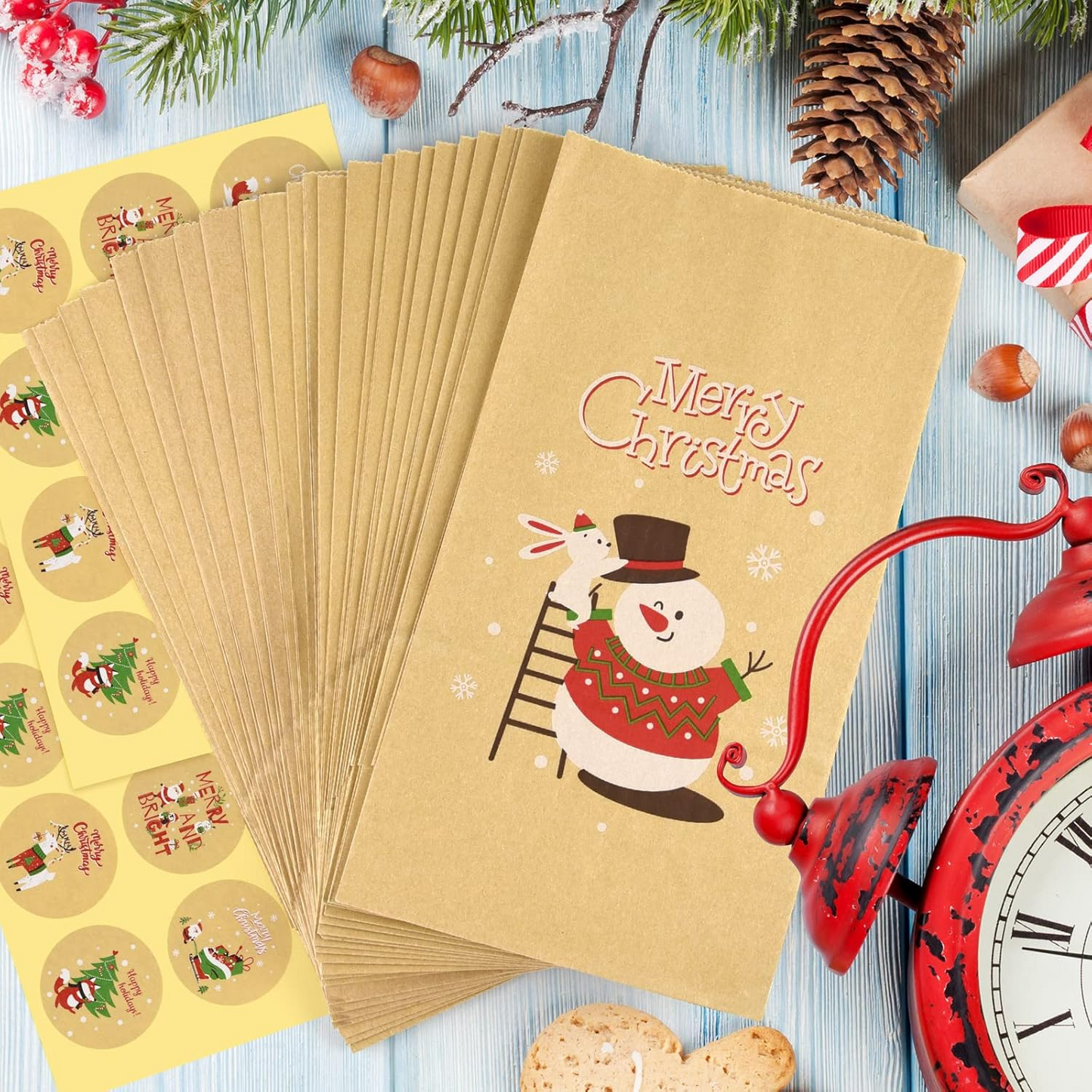 24pc Christmas Kraft Treat Bags