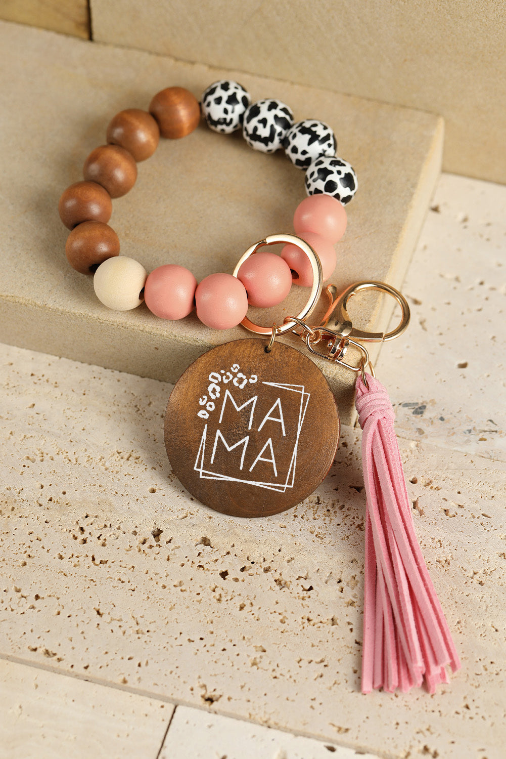 Mama Wooden Leopard Keychain