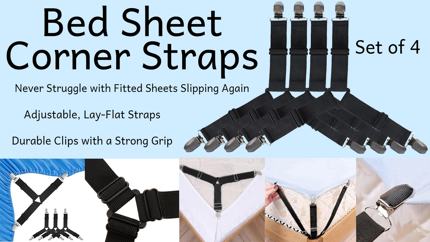 4pk Bed Sheet Corner Straps