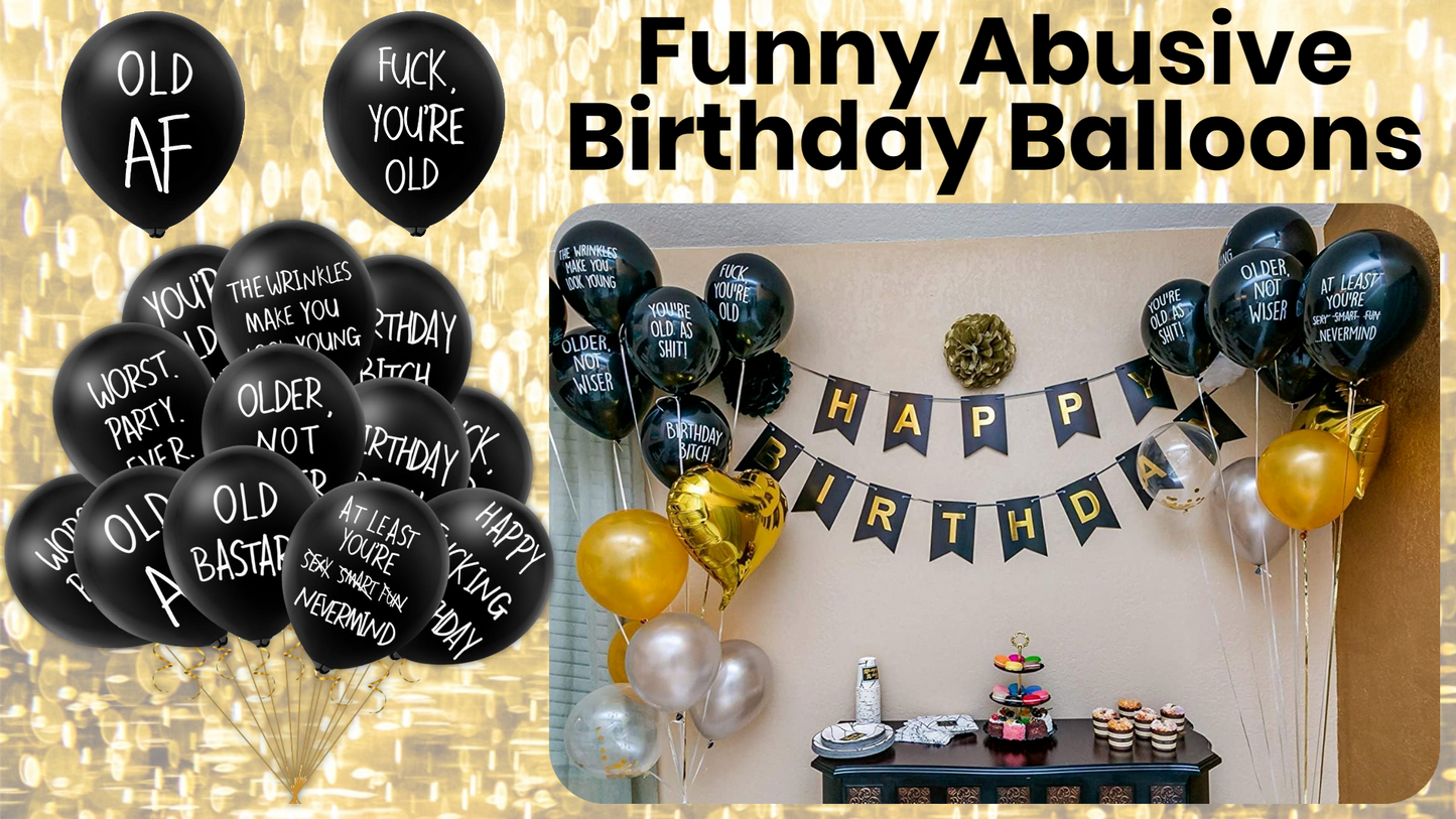 10pk Funny Abusive Birthday Balloons