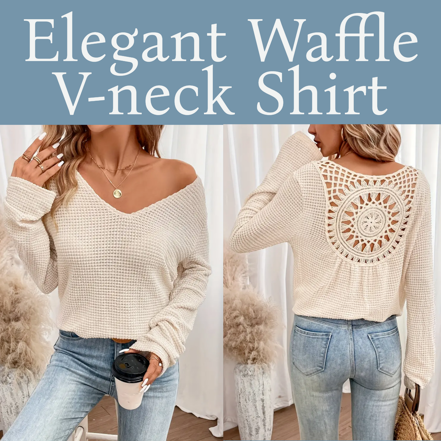 Elegant Waffle V-Neck Shirt