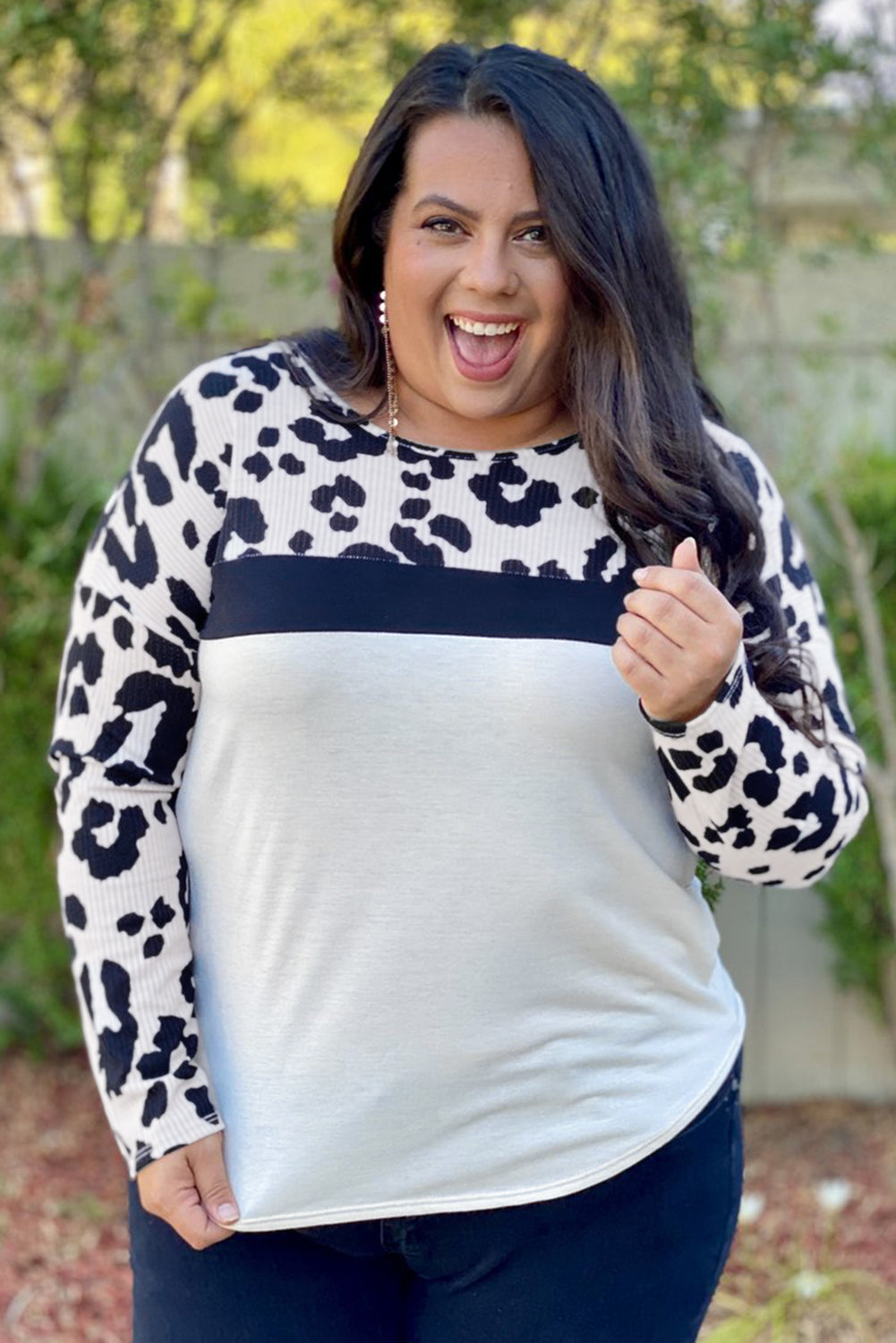 Leopard Colorblock Long Sleeve