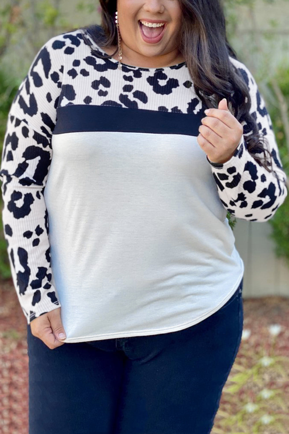 Leopard Colorblock Long Sleeve