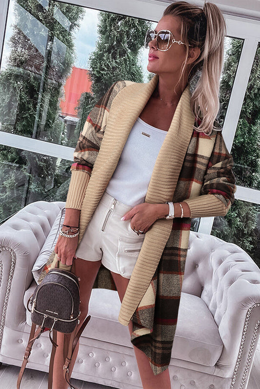 Brown Plaid Cardigan