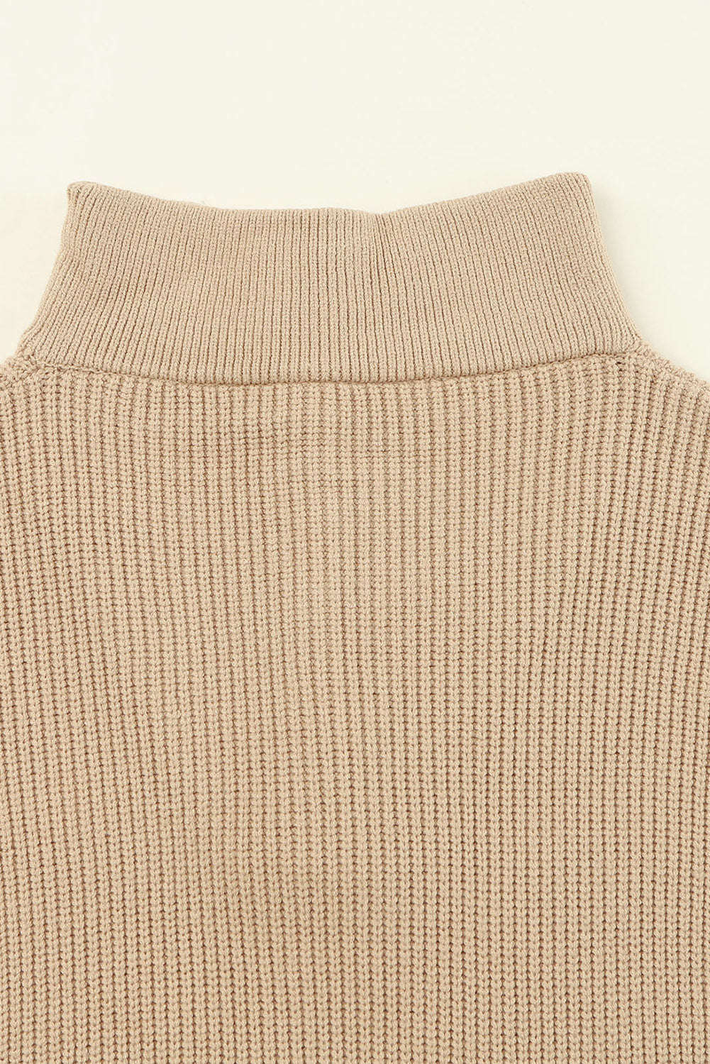 Khaki Buttoned Turn Down Sweater