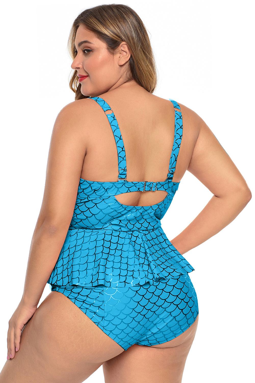 Blue Plus Size Mermaid Swimsuit