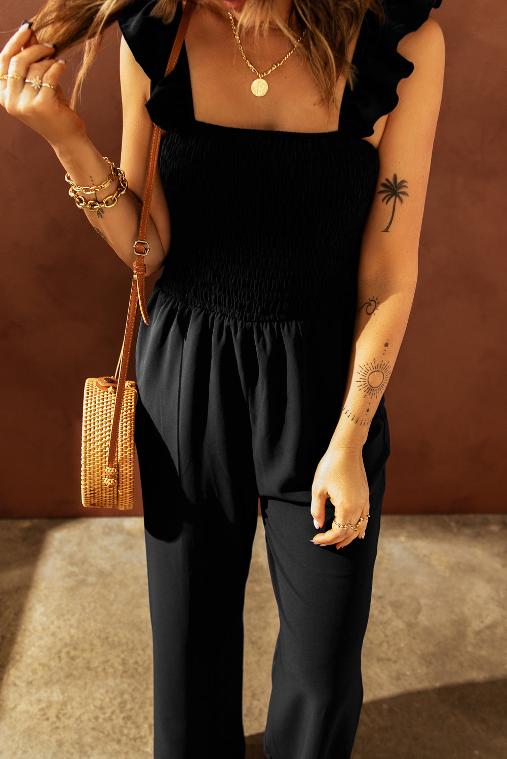 Black Flutter Sleeve Romper