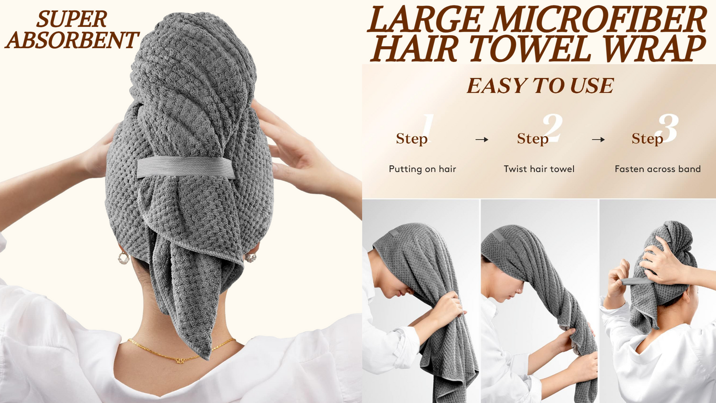 Large Microfiber Hair Towel Wrap