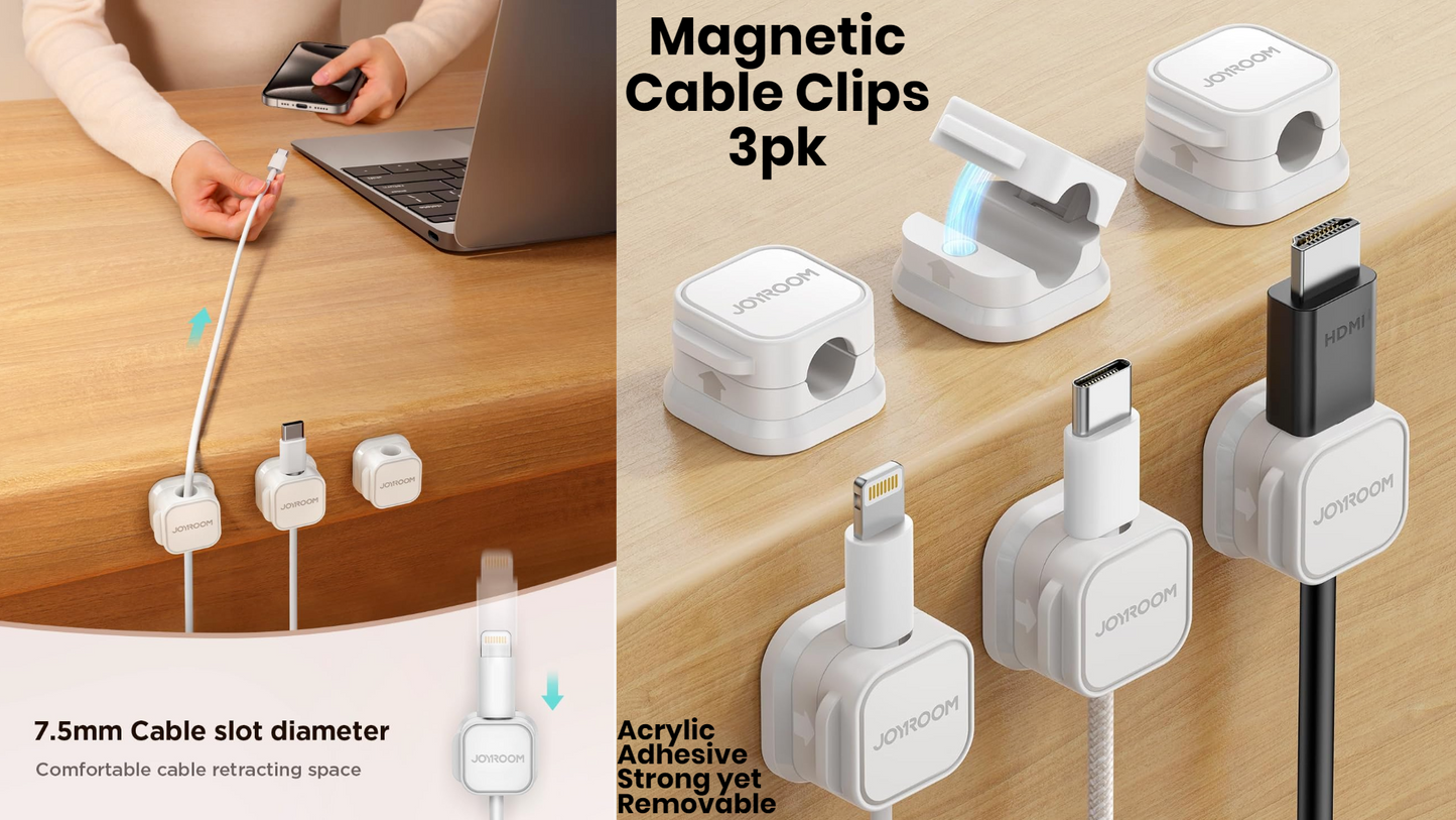 3pk Magnetic Cable Clips