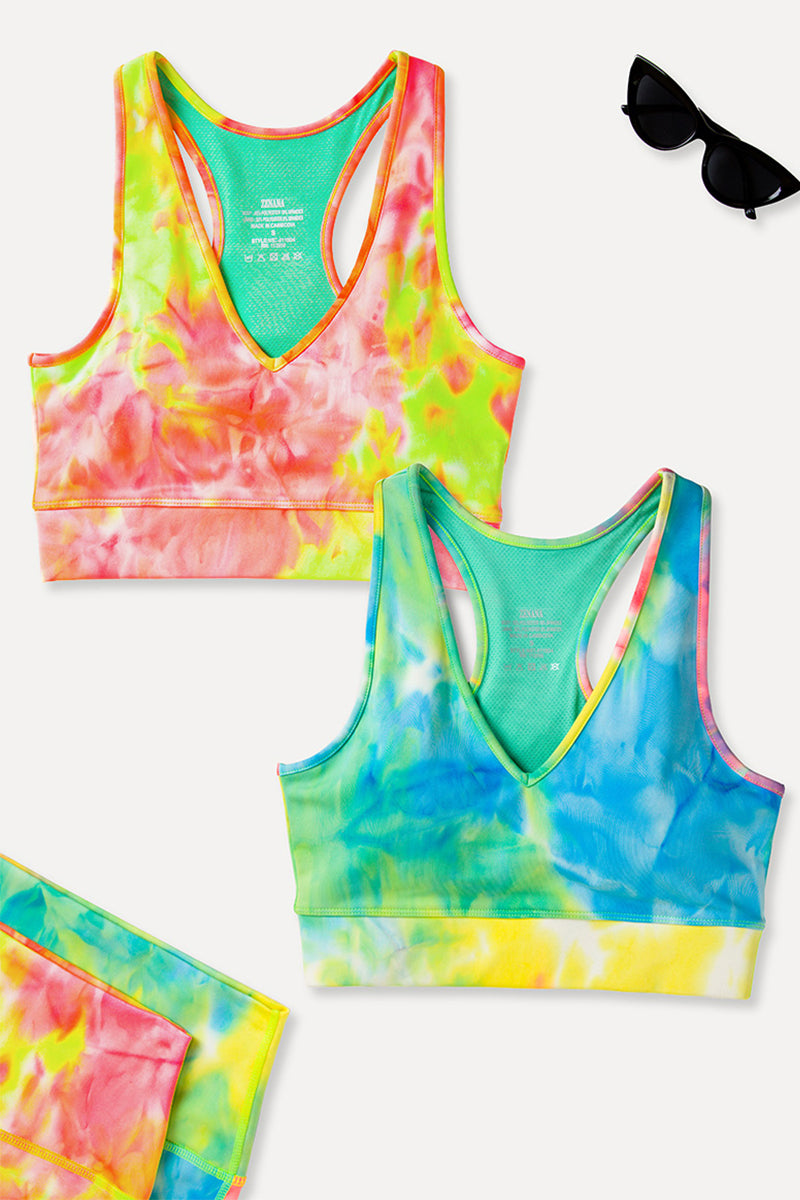 ATHLETIC TIE DYE RACERBACK CROPPED TANK TOP