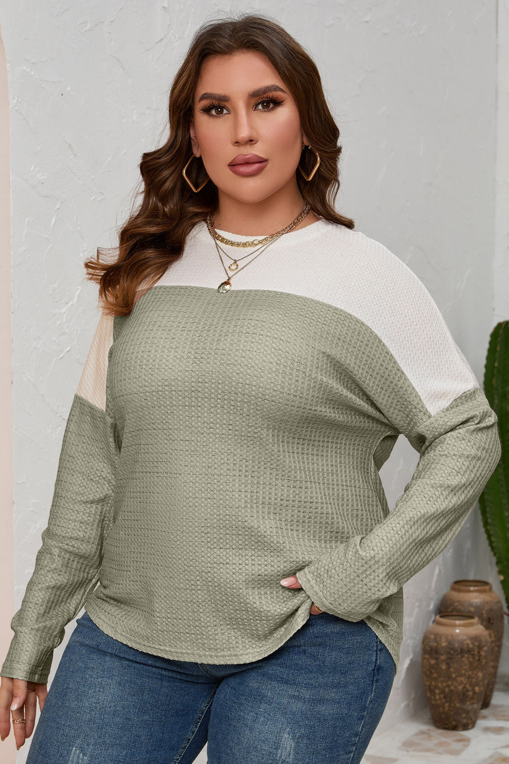 Green Plus Size Long Sleeve