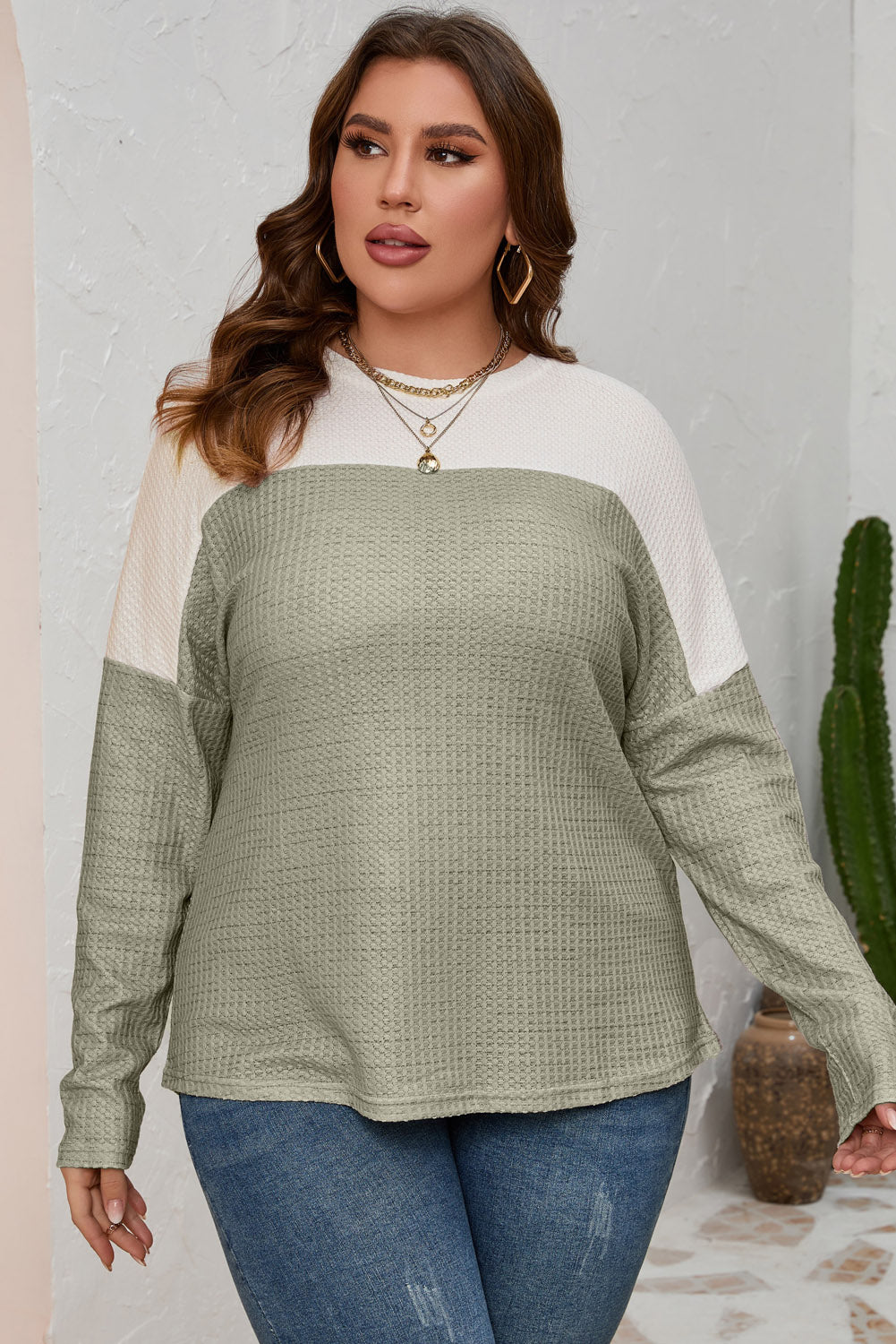 Green Plus Size Long Sleeve