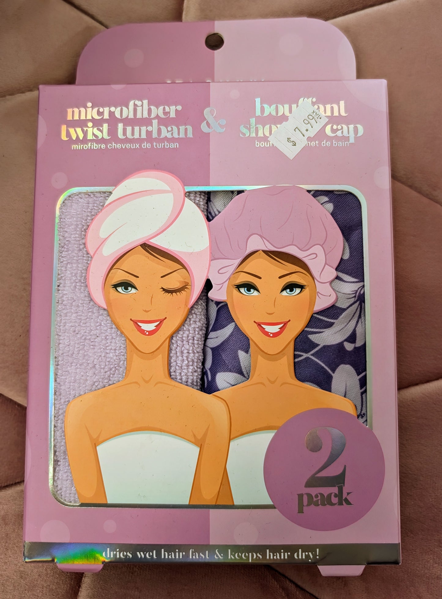 Set of 2 Twist Hair Turban and Bouffant Shower Cap