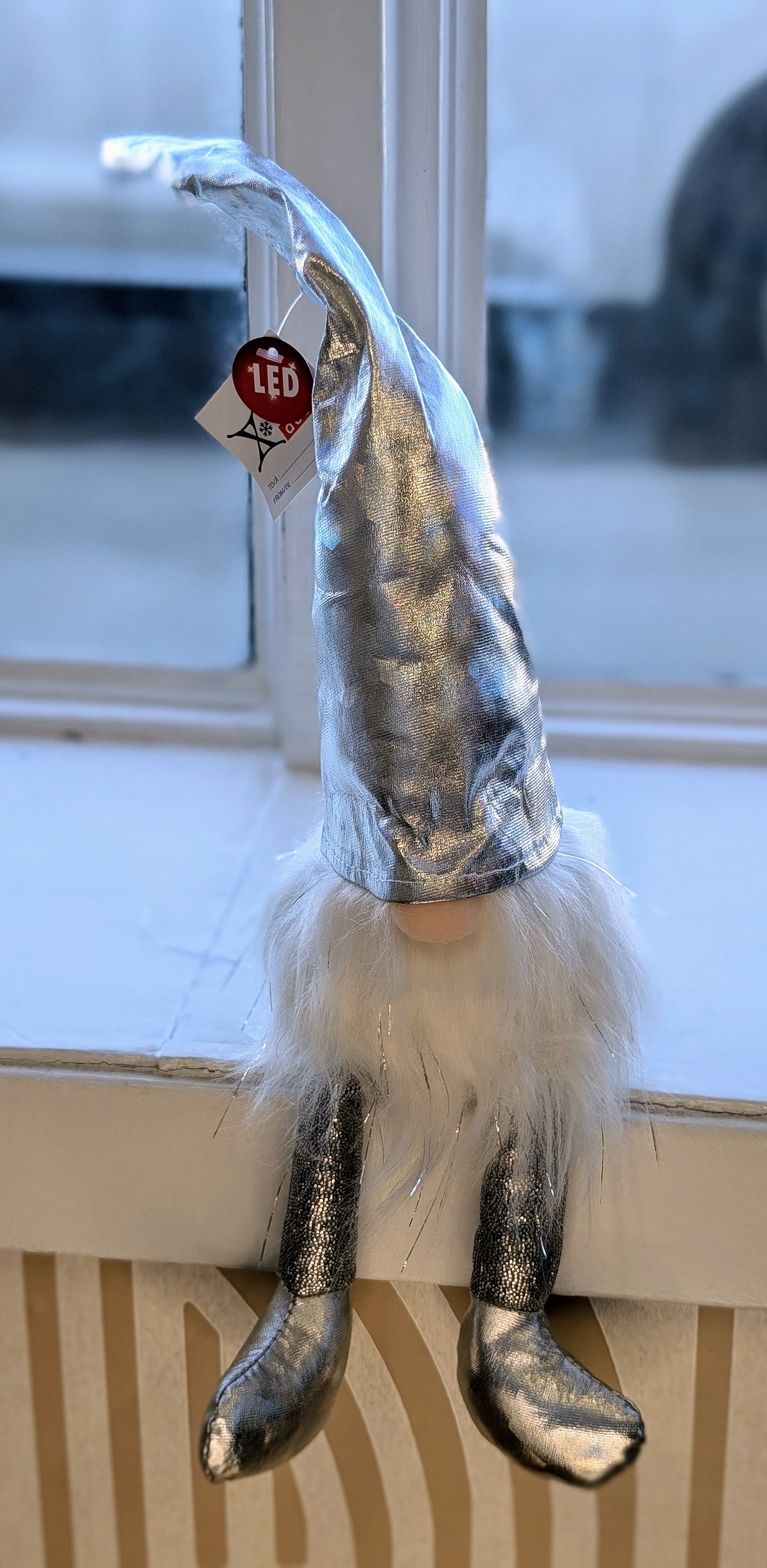 Silver LED Sitting Gnome