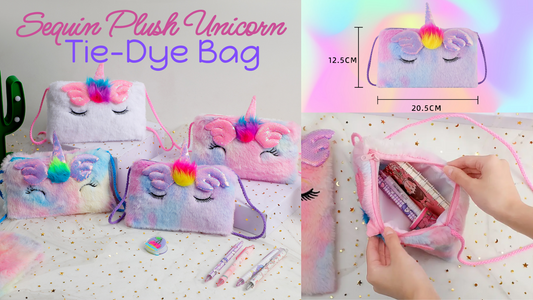 Sequin Plush Unicorn Tie Dye Bag