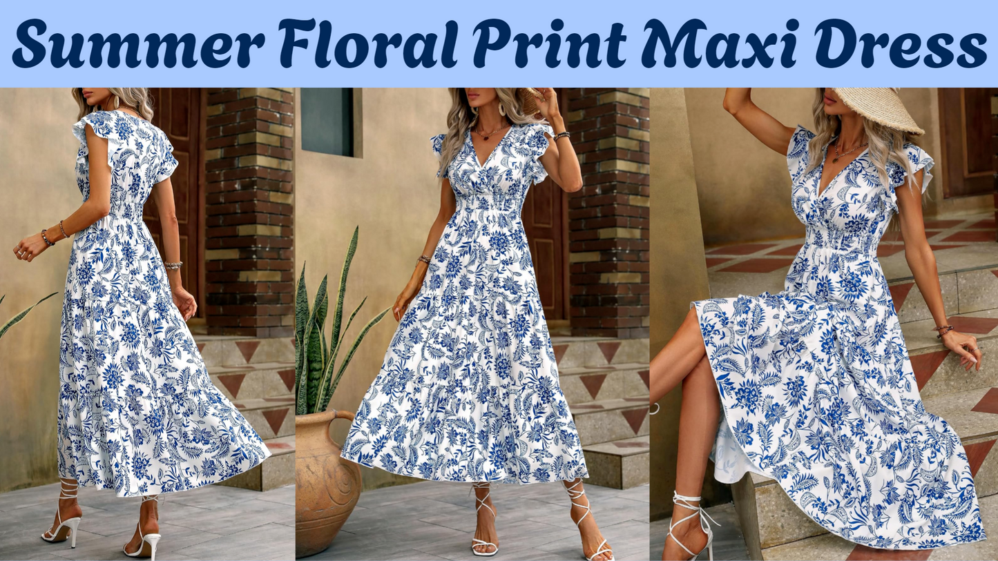 Summer Floral Print Maxi Dress