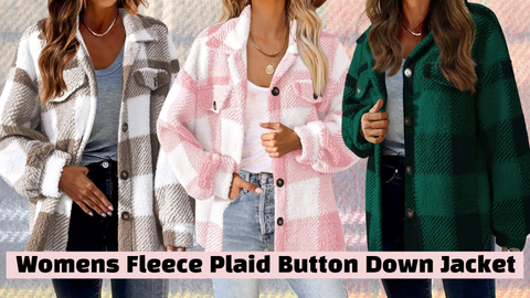 Fleece Plaid Button Down Jacket