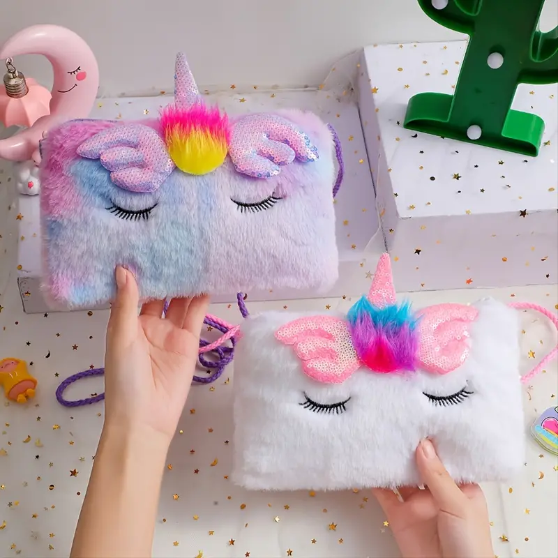 Sequin Plush Unicorn Tie Dye Bag