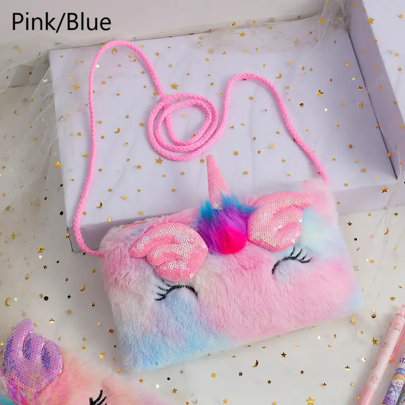 Sequin Plush Unicorn Tie Dye Bag