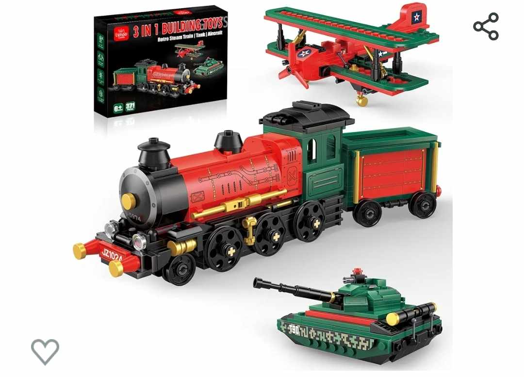 3in1 Train, Plane & Tank Building Set