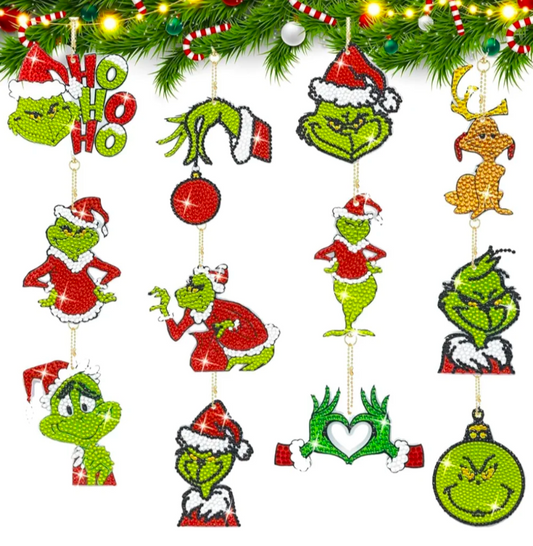 12 Pack Green Diamond Dot Decor