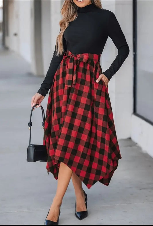 Red & Black Plaid Dress