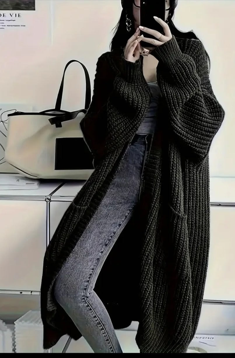 Extra Long Knit Cardigan