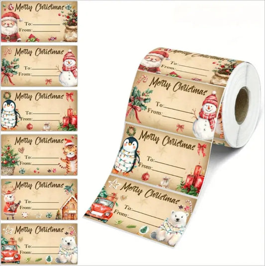 Merry Christmas gift tag Roll 180pc