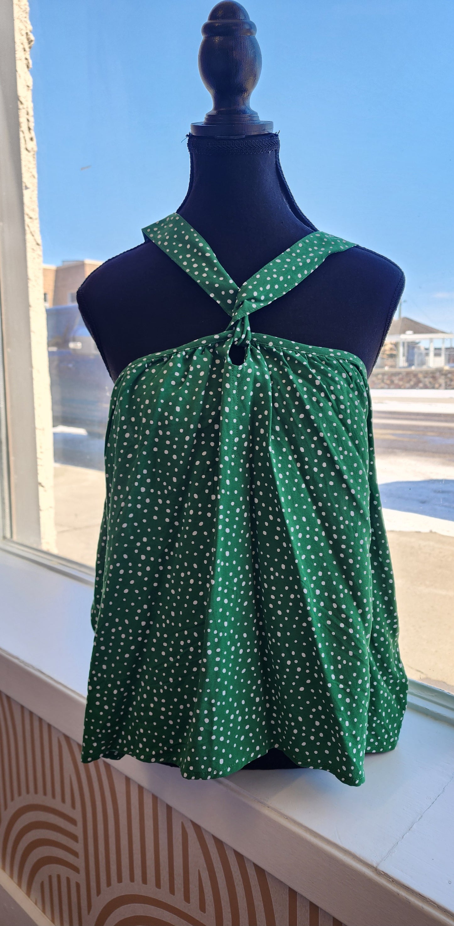 Green Spotted Halter Top