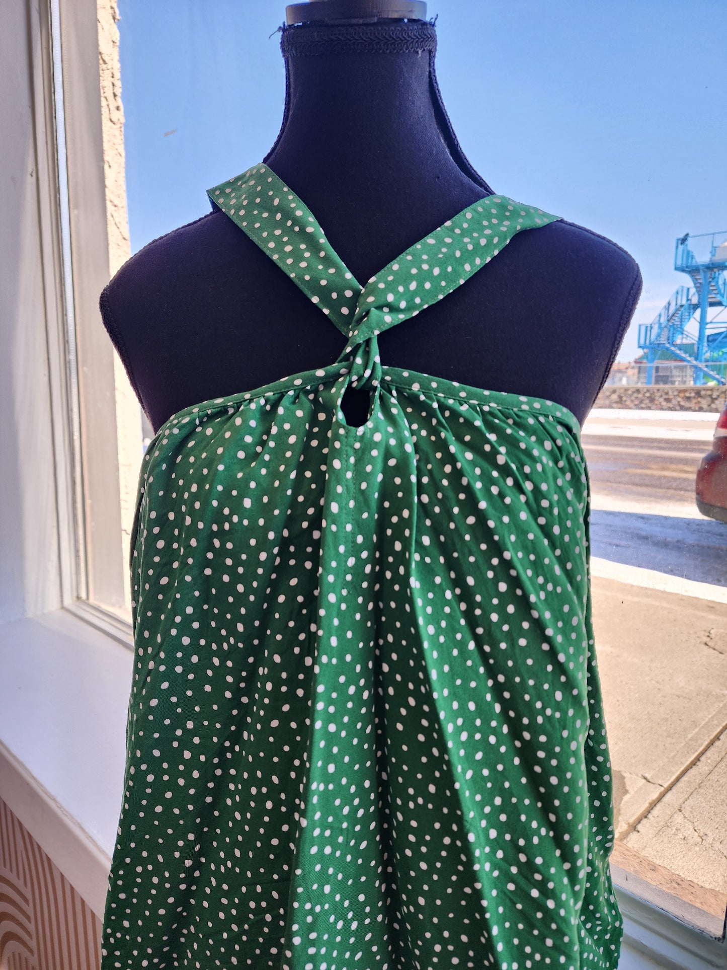 Green Spotted Halter Top